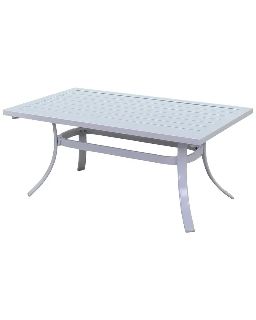 Santa Fe Rectangle Coffee Table with Slat Top - White, Aluminum image
