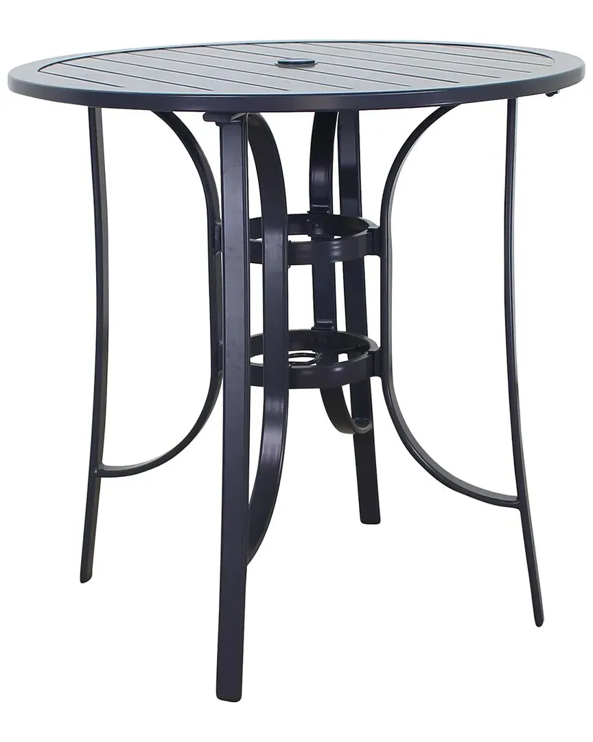 Santa Fe Round Balcony Height Table - Brown, Aluminum