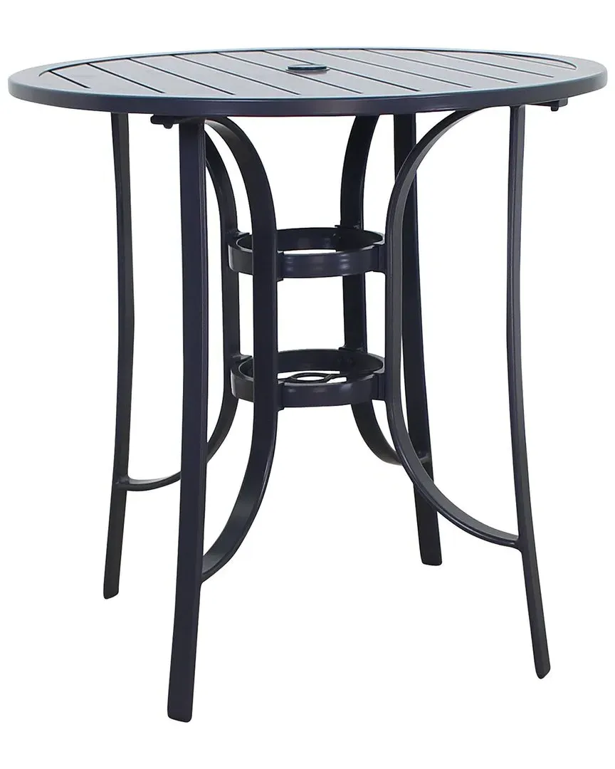 Santa Fe Round Balcony Height Table - Grey, Aluminum