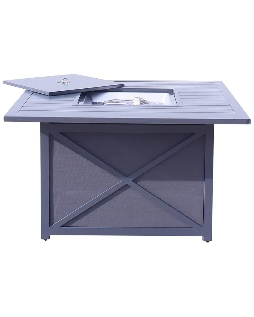 Santa Fe Square Fire Pit with Storage - Dark Gray, Aluminum