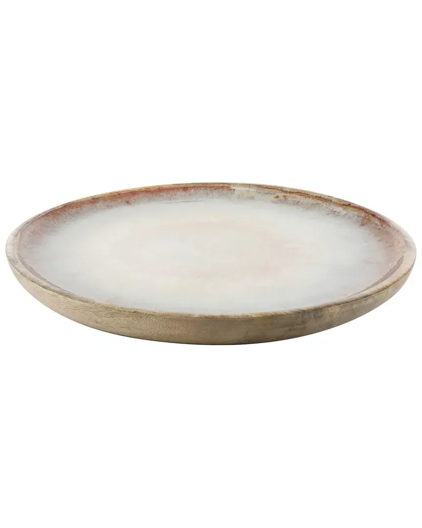 Round Enameled Platter - Blush, Mango Wood image