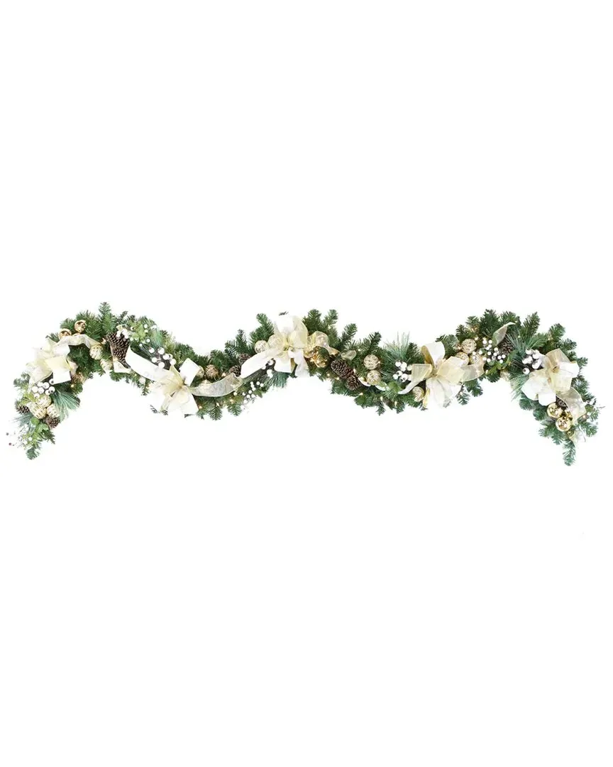 9ft Holiday Garland with Pinecones - Gold, Cream