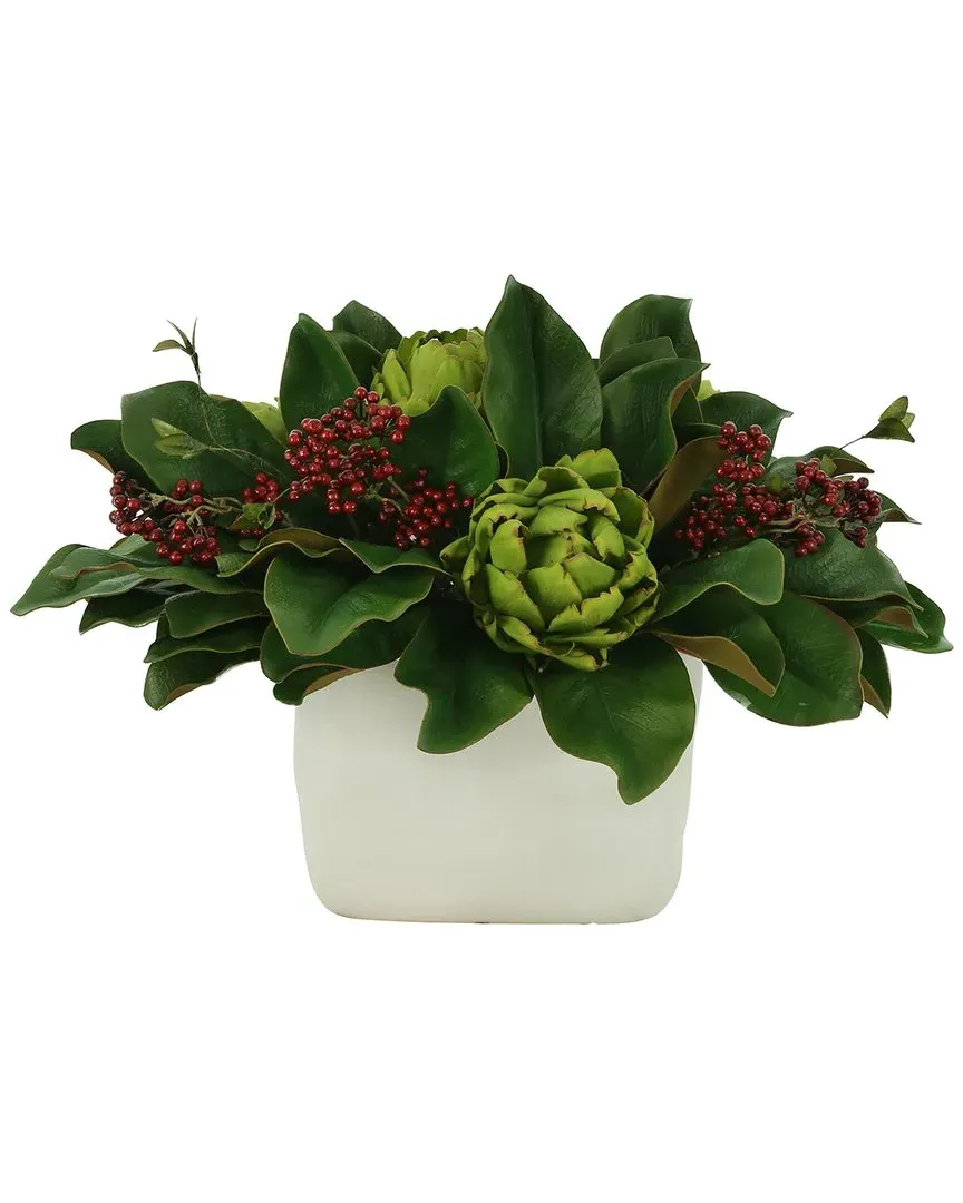 Artichoke And Berry Holiday Arrangement - Red, Ceramic image