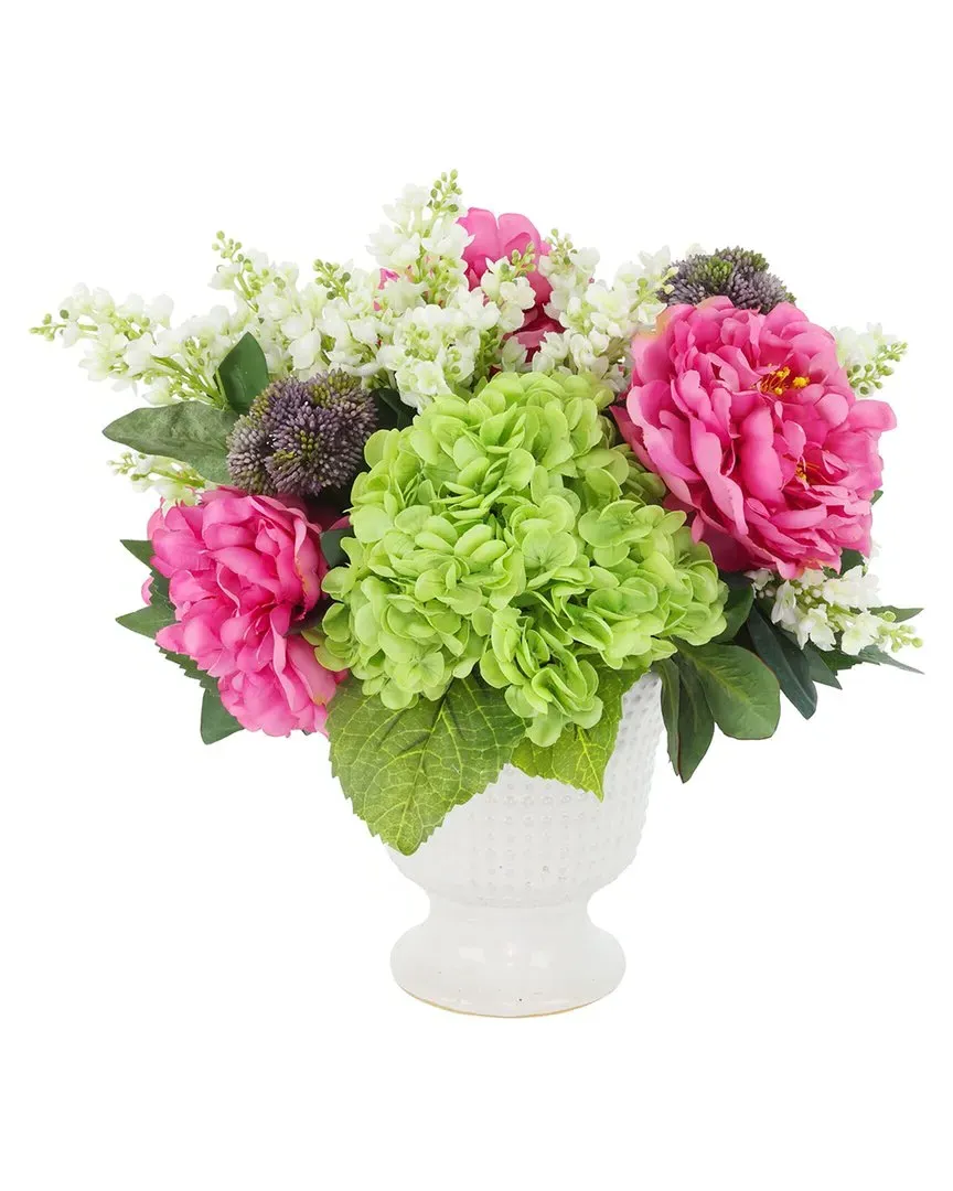 Centerpiece with Peonies, Hydrangeas & Lilacs - White, Ceramic image
