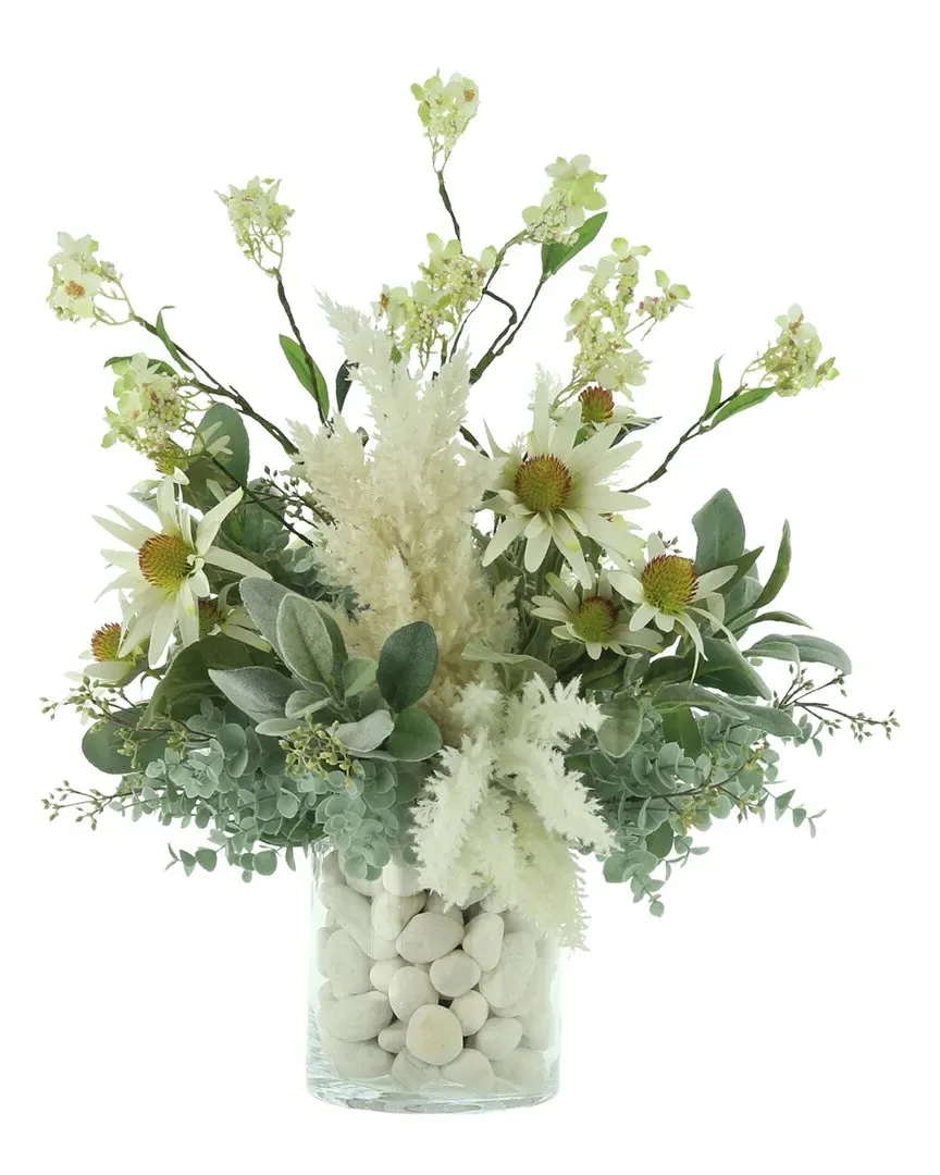 Daisies & Pampas Floral Arrangement - White image