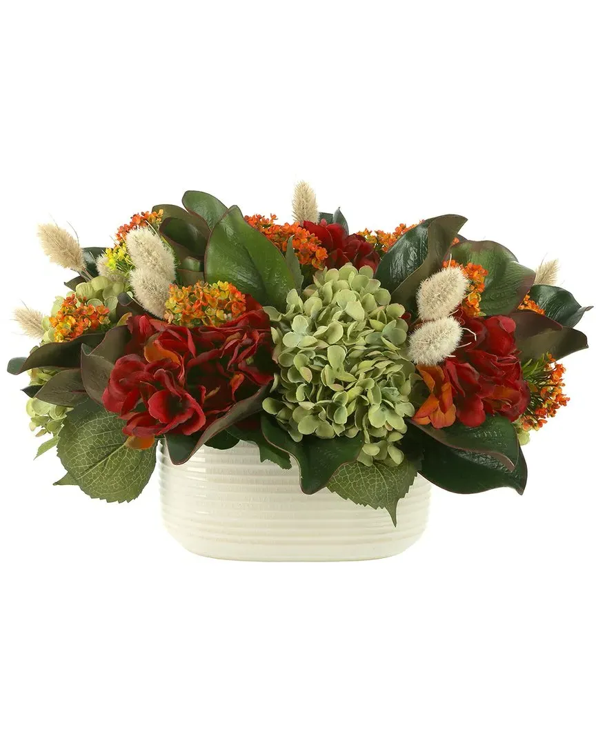 Fall Arrangement with Hydrangeas - Burgundy, Ceramic image