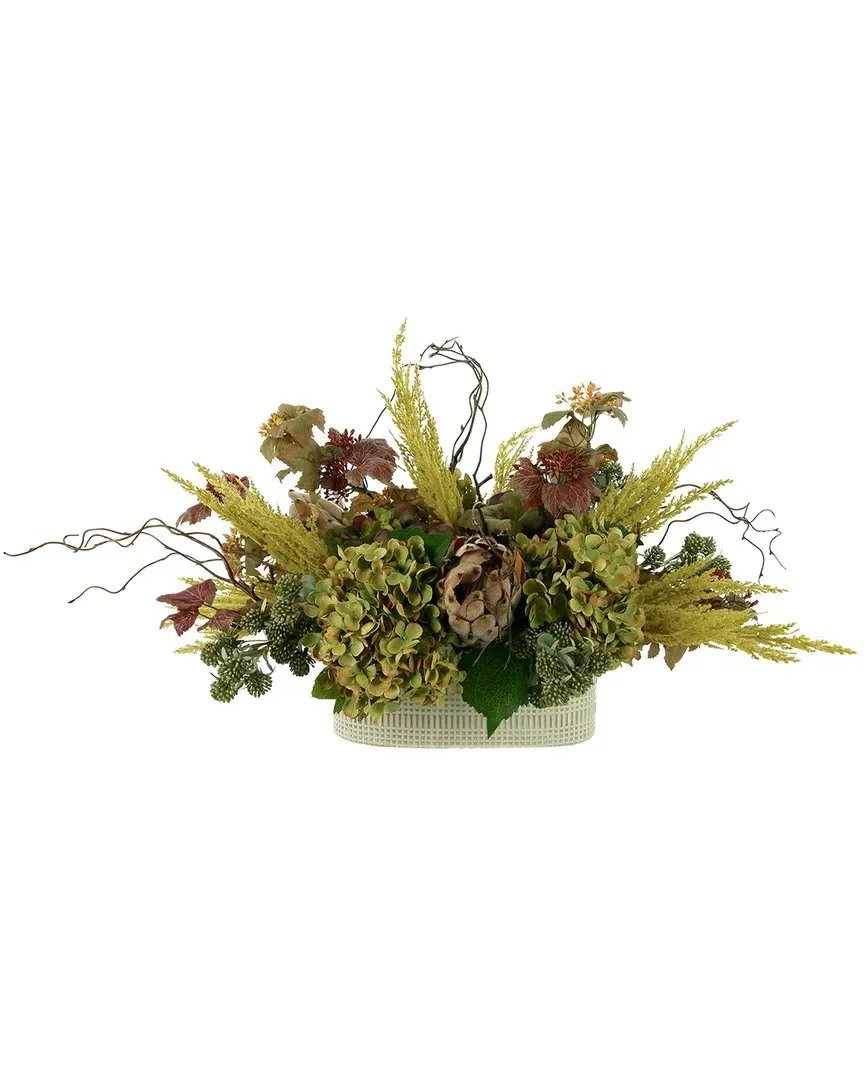 Fall Arrangement with Hydrangeas - Green, Ceramic