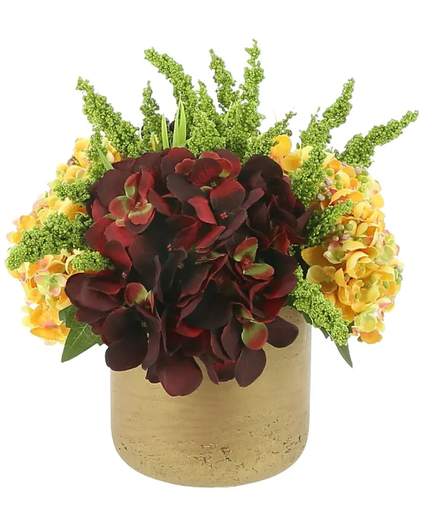 Hydrangea Floral Arrangement - Burgundy, Orange image