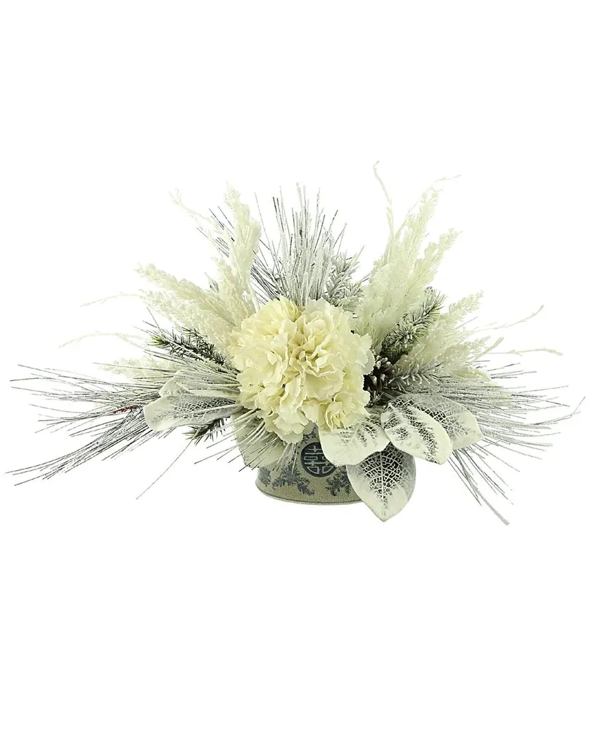 Hydrangea Holiday Arrangement with Snowy Magnolia - White