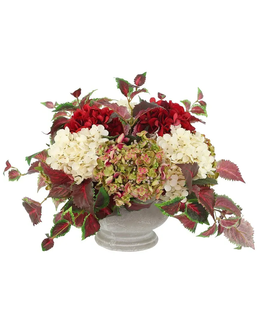 Red Hydrangea & Ivy Fall Arrangement - Red
