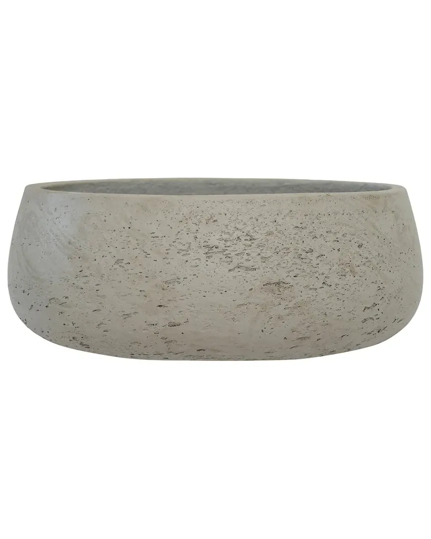 Round Textured Fiberstone Pot - Grey
