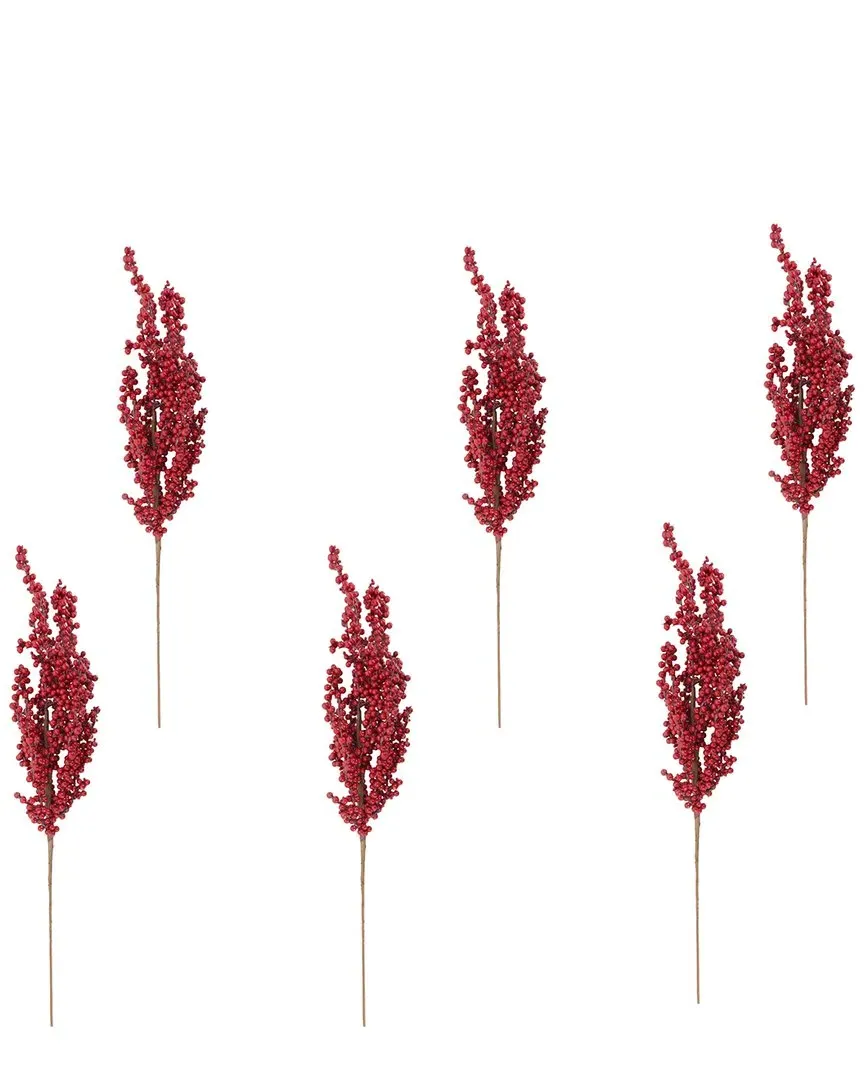 Set of 6 Christmas Berry Stems - Red image