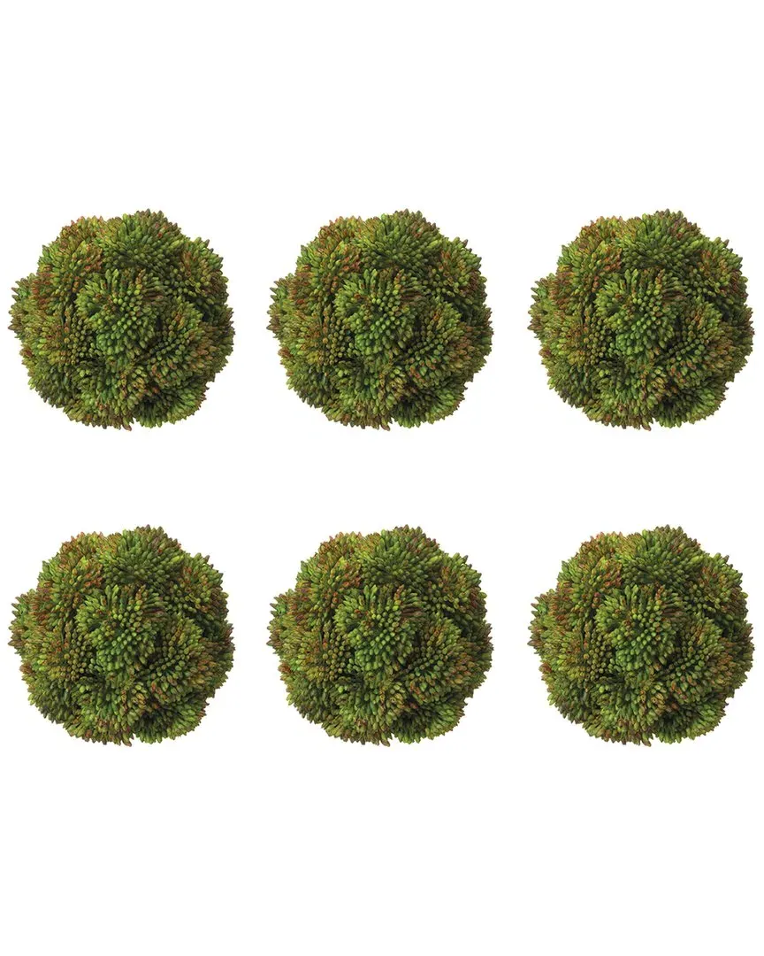 Set of 6 Decorative Sedum Balls - Green image