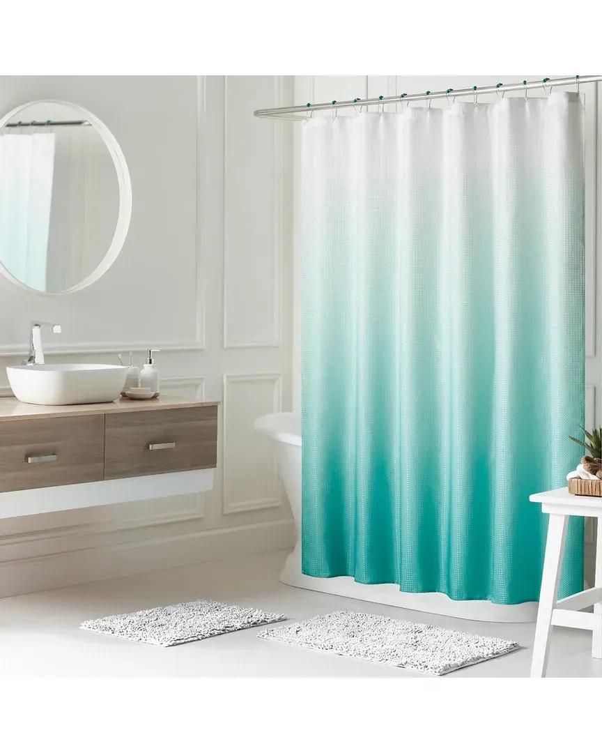 16pc Bathroom Shower Set - Turquoise Ombre, Polyester image