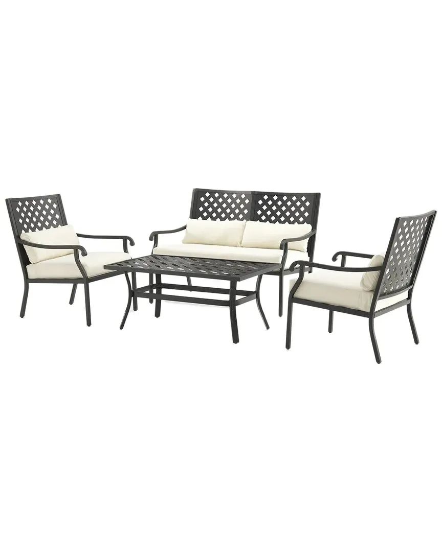 Alistair 4-Piece Outdoor Conversation Set - Black, Steel image