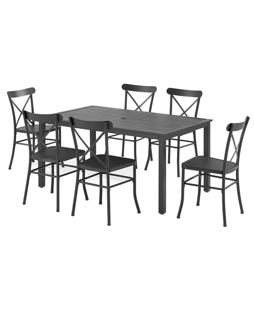 Astrid 7-Piece Outdoor Dining Set - Black, Steel image