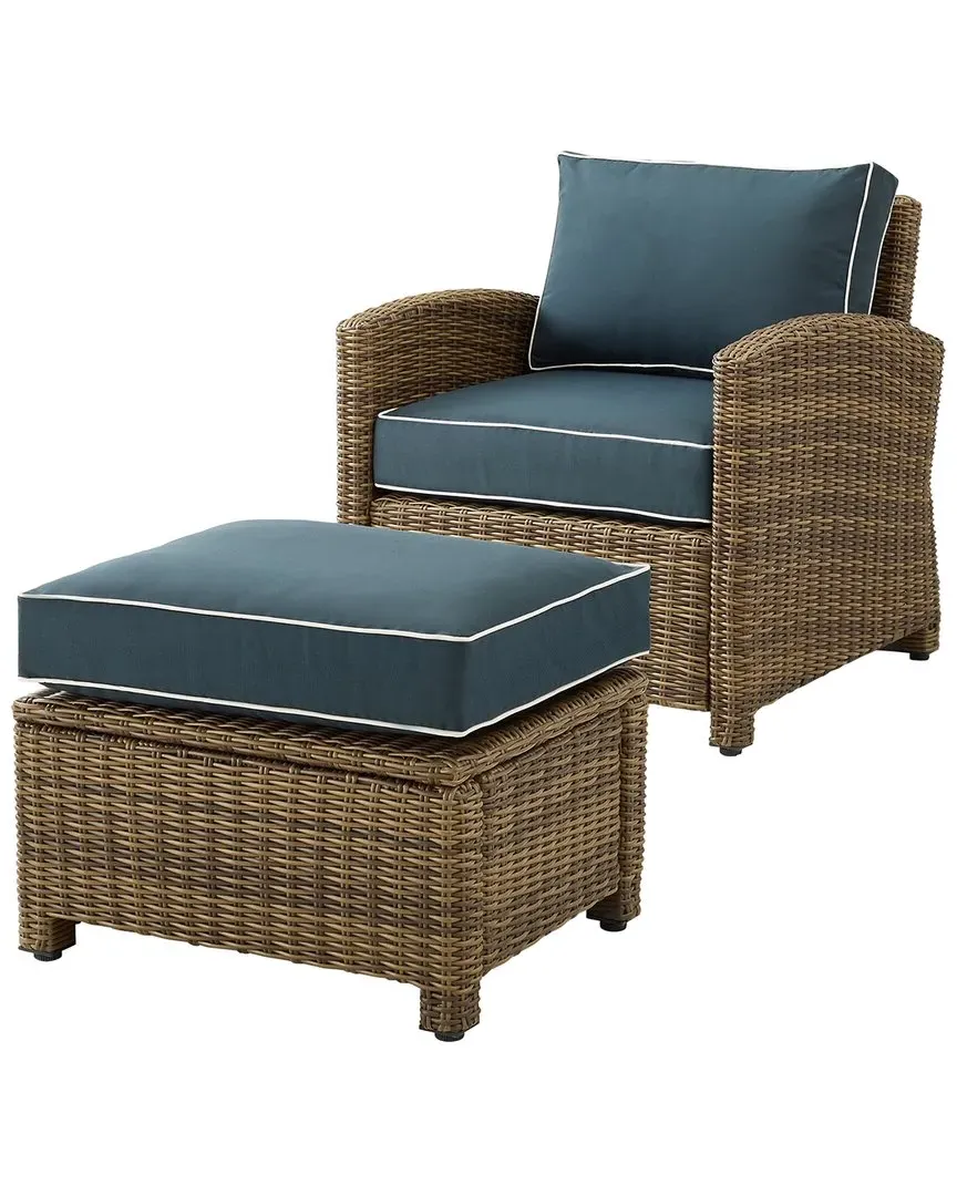 Bradenton 2-Piece Outdoor Chair Set with Ottoman - Navy
