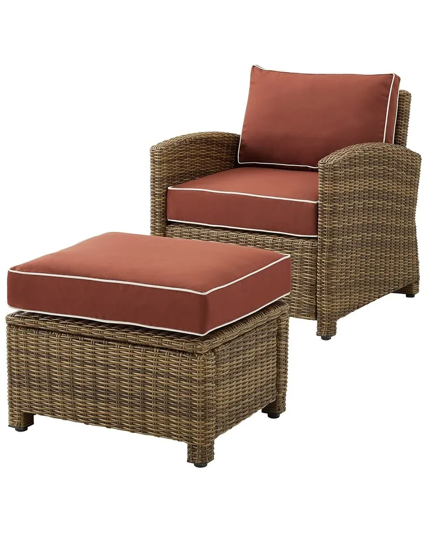 Bradenton 2-Piece Outdoor Chair Set with Ottoman - Red