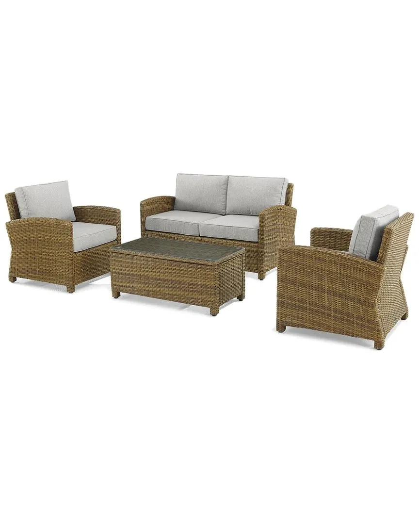 Bradenton 4-Piece Outdoor Wicker Conversation Set - Gray image