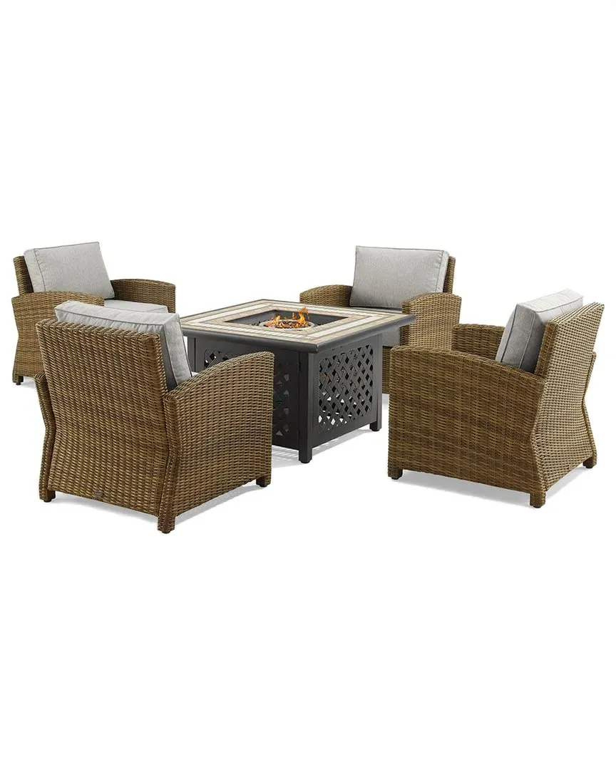 Bradenton 5-Piece Outdoor Conversation Set with Fire Table - Gray