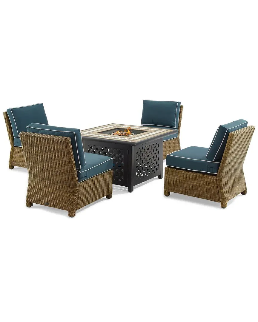 Bradenton 5-Piece Outdoor Conversation Set with Fire Table - Navy image