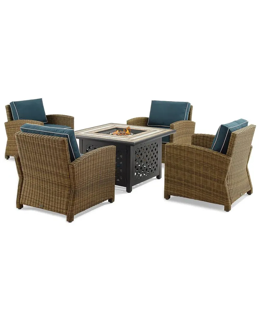 Bradenton 5-Piece Outdoor Conversation Set with Fire Table - Navy