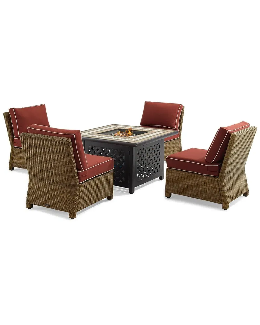 Bradenton 5-Piece Outdoor Conversation Set with Fire Table - Sangria