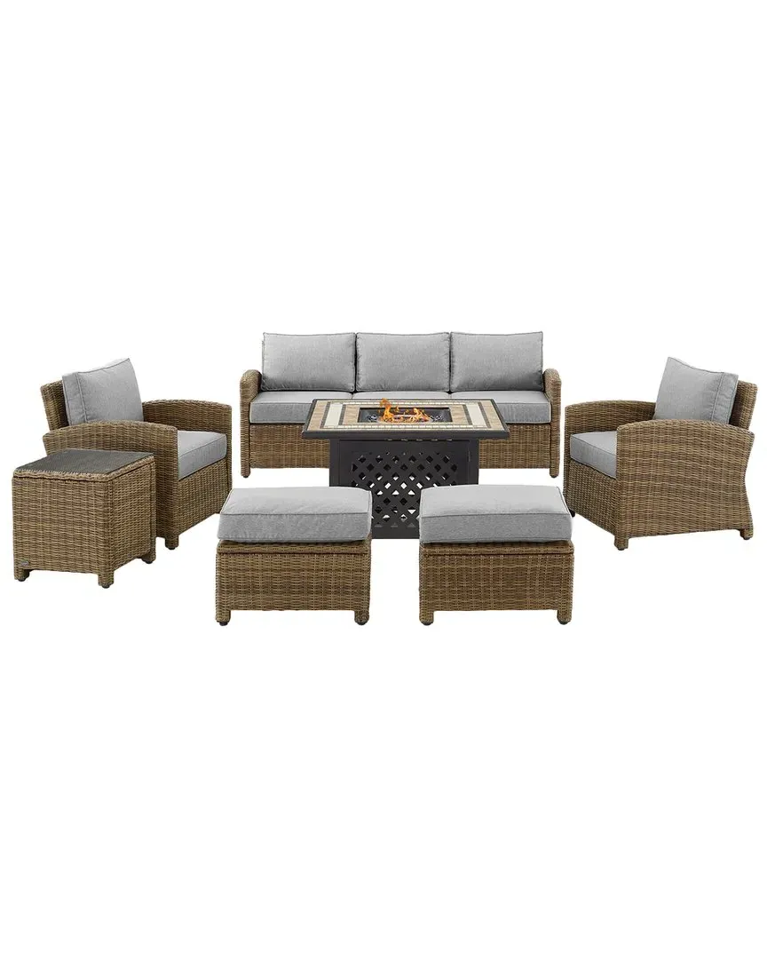 Bradenton 6-Piece Outdoor Sofa Set with Fire Table - Gray image