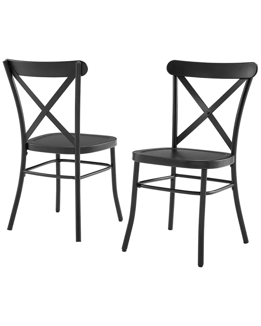 Camille 2pc Metal Chair Set - Matte Black image