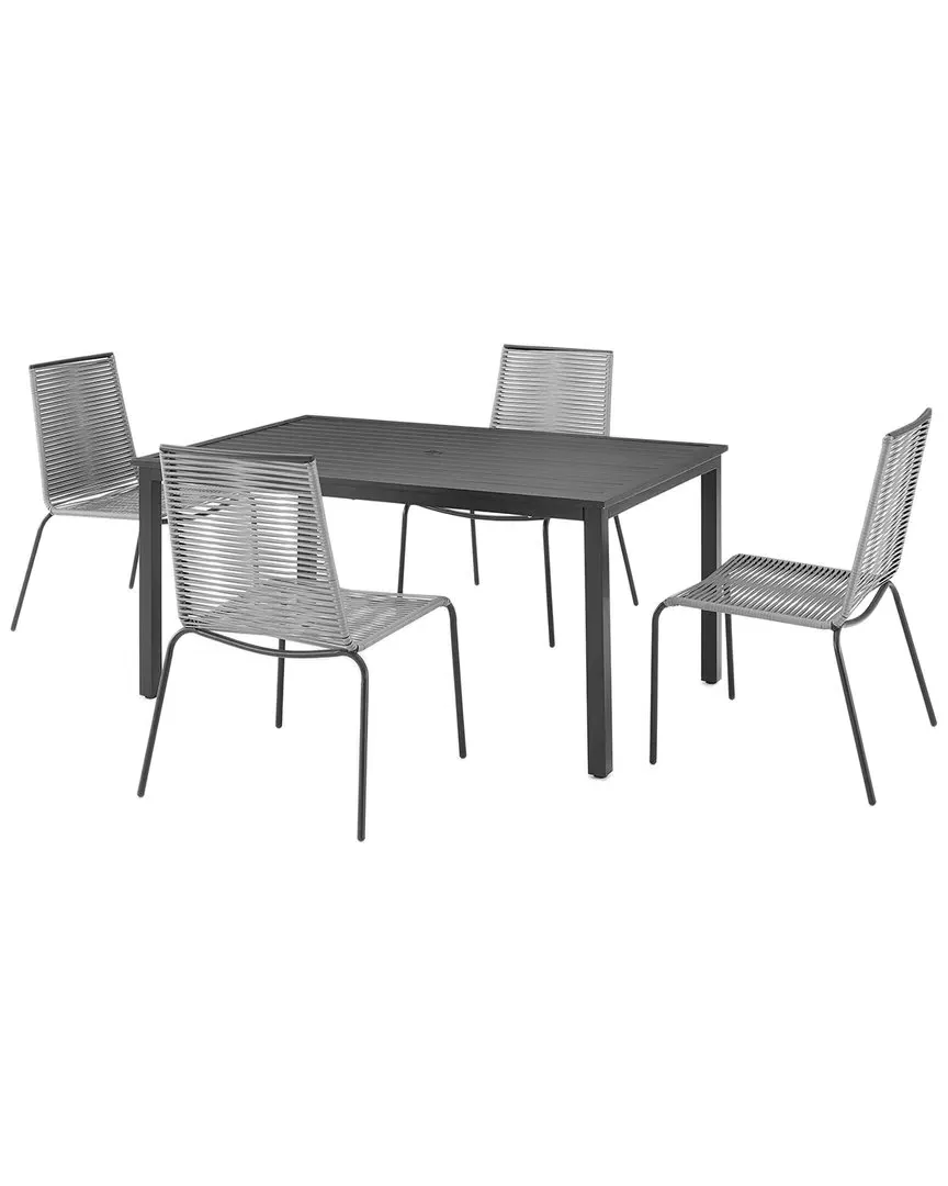 Fenton 5-Piece Outdoor Dining Set - Gray, Wicker image