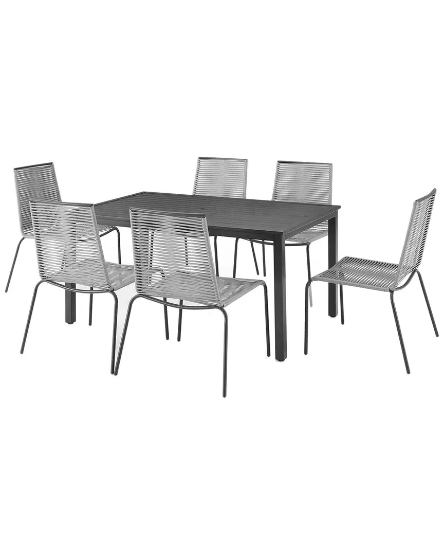 Fenton 7-Piece Outdoor Dining Set - Gray, Wicker