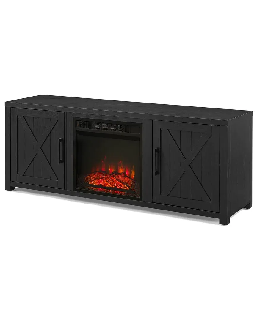 Gordon 58in TV Stand with Fireplace - Black