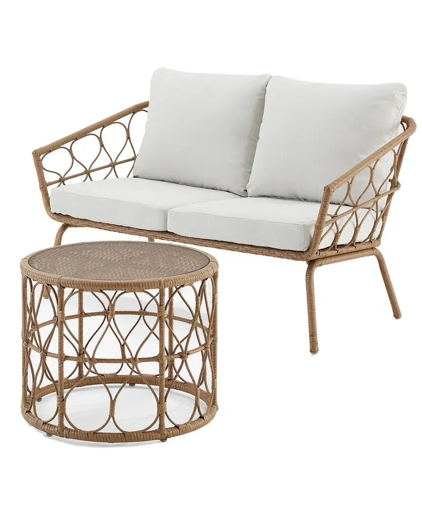 Juniper 2pc Outdoor Wicker Conversation Set - Creme image