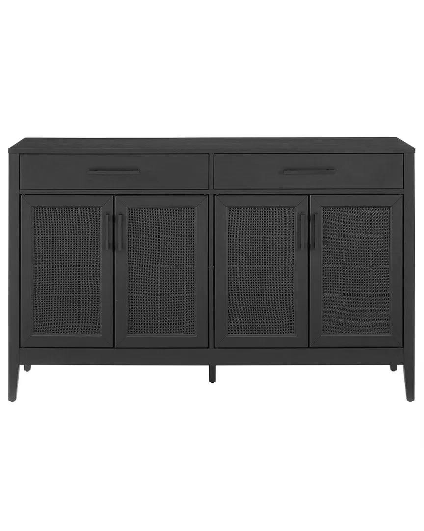 Milo Sideboard with Rattan Panels - Black