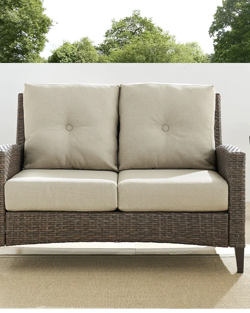 Rockport High Back Loveseat - Brown, Wicker image