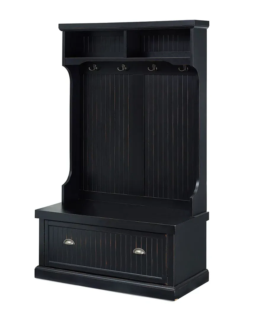 Seaside Hall Tree with Storage - Distressed Black, Hardwood image