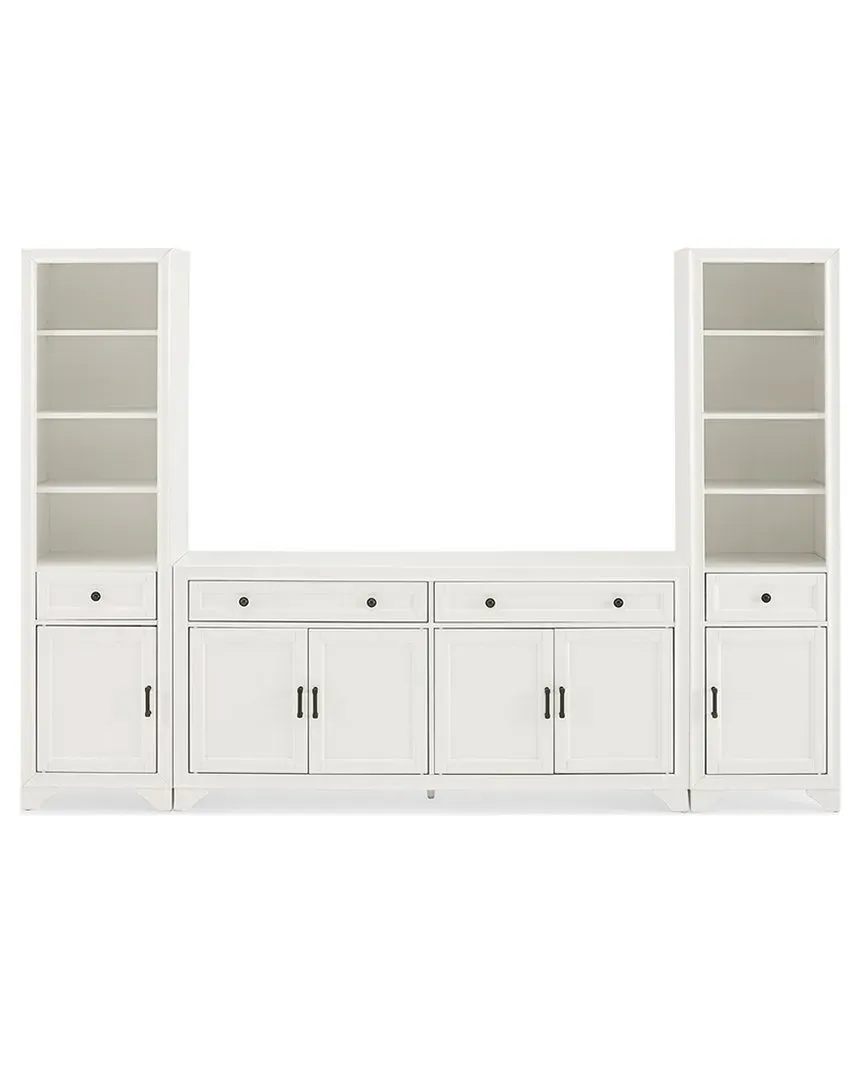 Tara 3-Piece Sideboard and Bookcase Set - White