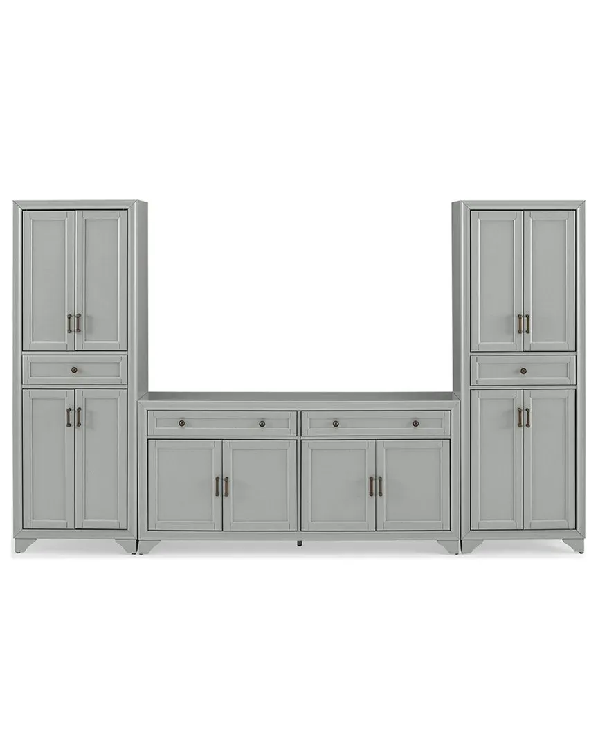 Tara 3-Piece Sideboard and Pantry Set - Gray