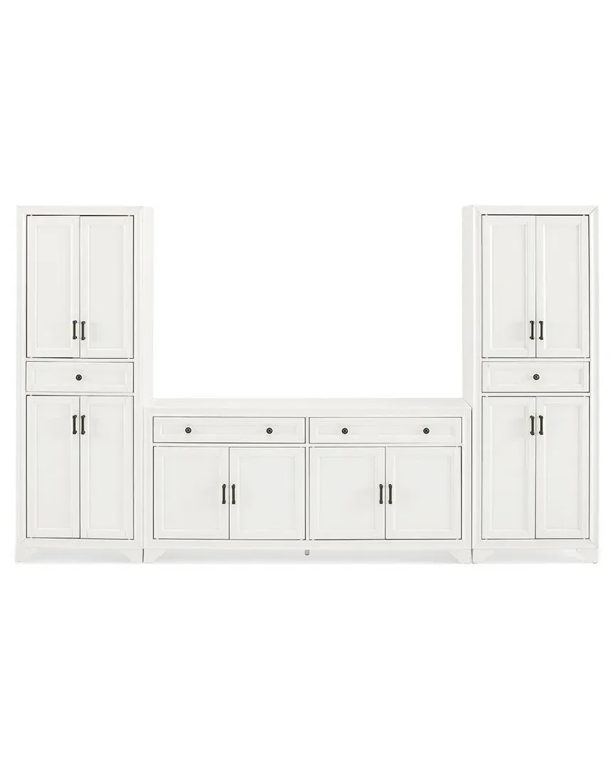 Tara 3-Piece Sideboard and Pantry Set - White