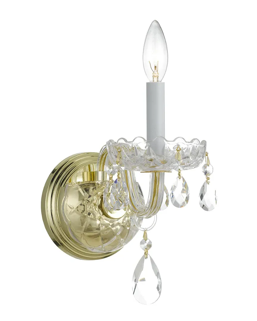 1-Light Crystal Sconce - Polished Brass, Glass