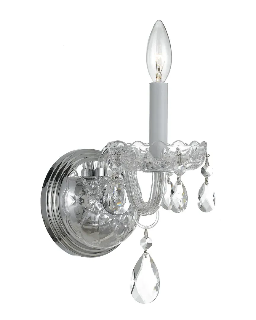 1-Light Crystal Sconce - Polished Chrome, Glass