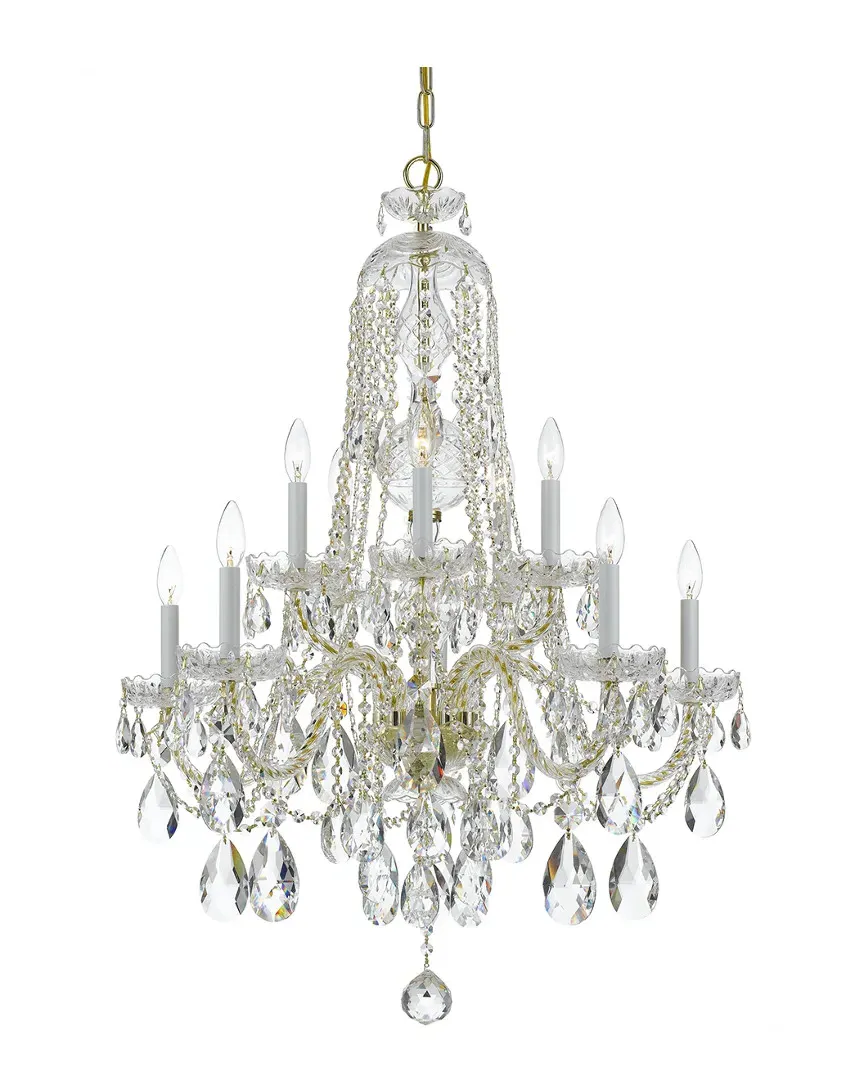 10-Light Crystal Chandelier - Polished Brass, Glass