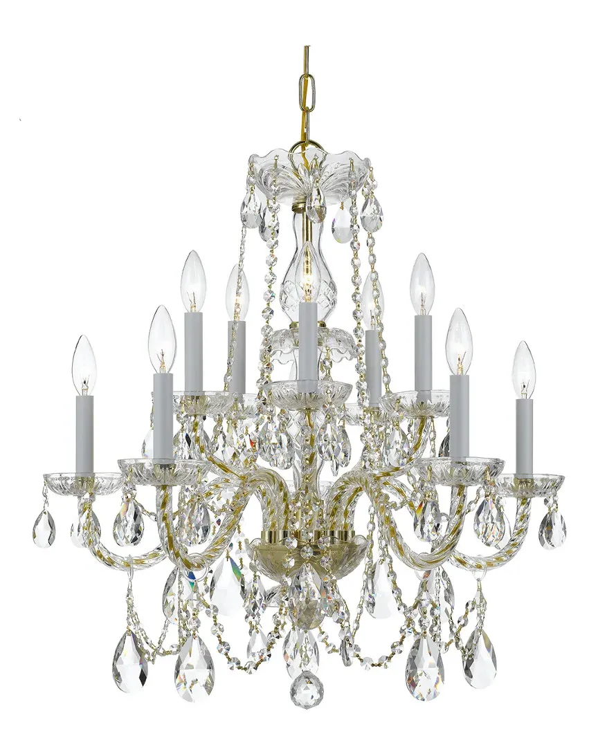 10-Light Crystal Chandelier - Polished Brass, Glass