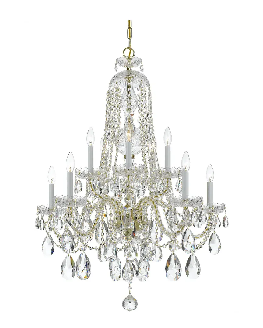 10-Light Crystal Chandelier - Polished Brass, Glass