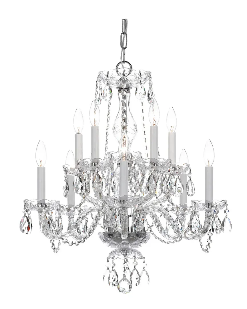 10-Light Crystal Chandelier - Polished Chrome, Glass