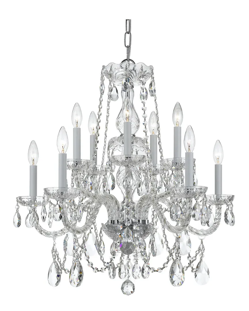 10-Light Crystal Chandelier - Polished Chrome, Glass