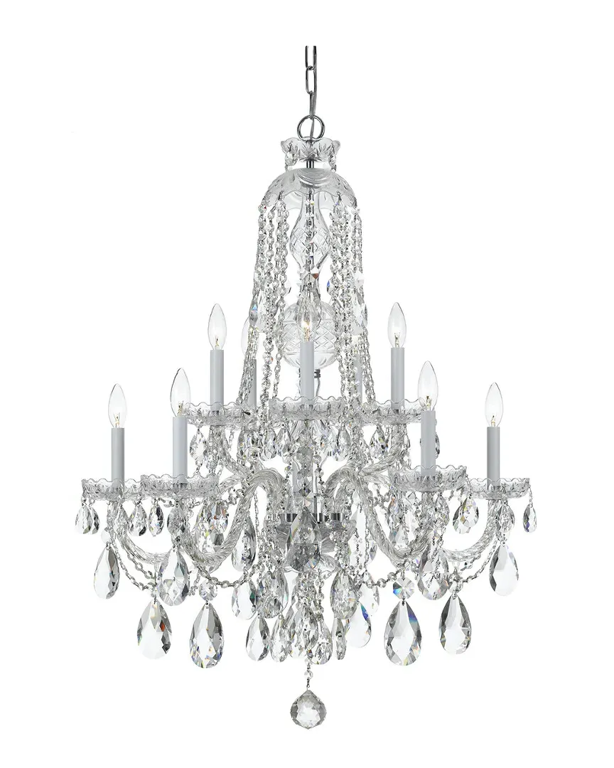 10-Light Crystal Chandelier - Polished Chrome, Glass