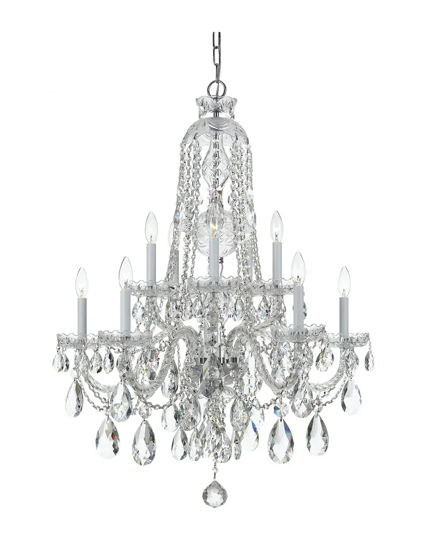 10-Light Crystal Chandelier - Polished Chrome, Glass