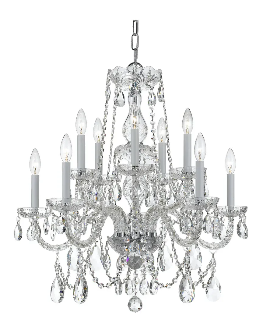 10-Light Crystal Chandelier - Polished Chrome, Glass