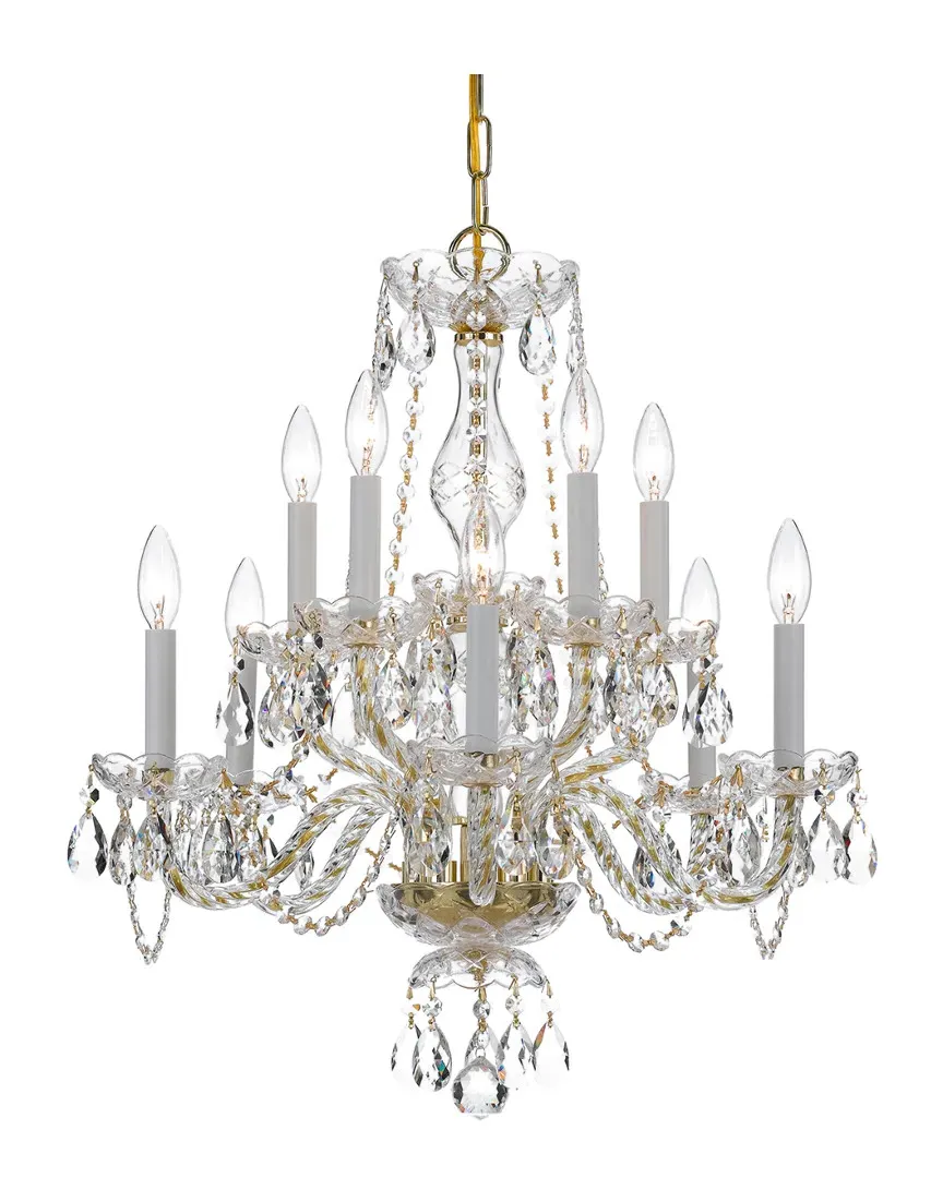 10-Light Crystal Chandelier Swarovski Strass - Polished Brass, Glass
